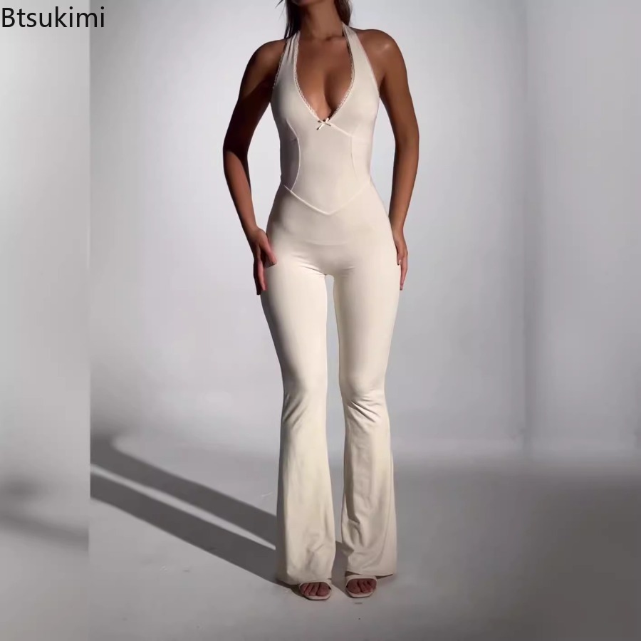 Yoga Và Fitness - New Sexy V-neck Jumpsuit Gym Women