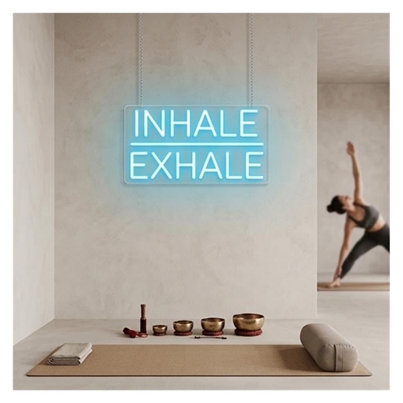 Inhale Exhale Neon Sign Light  - Yoga Fitness Wallpaper ulasan dan harga