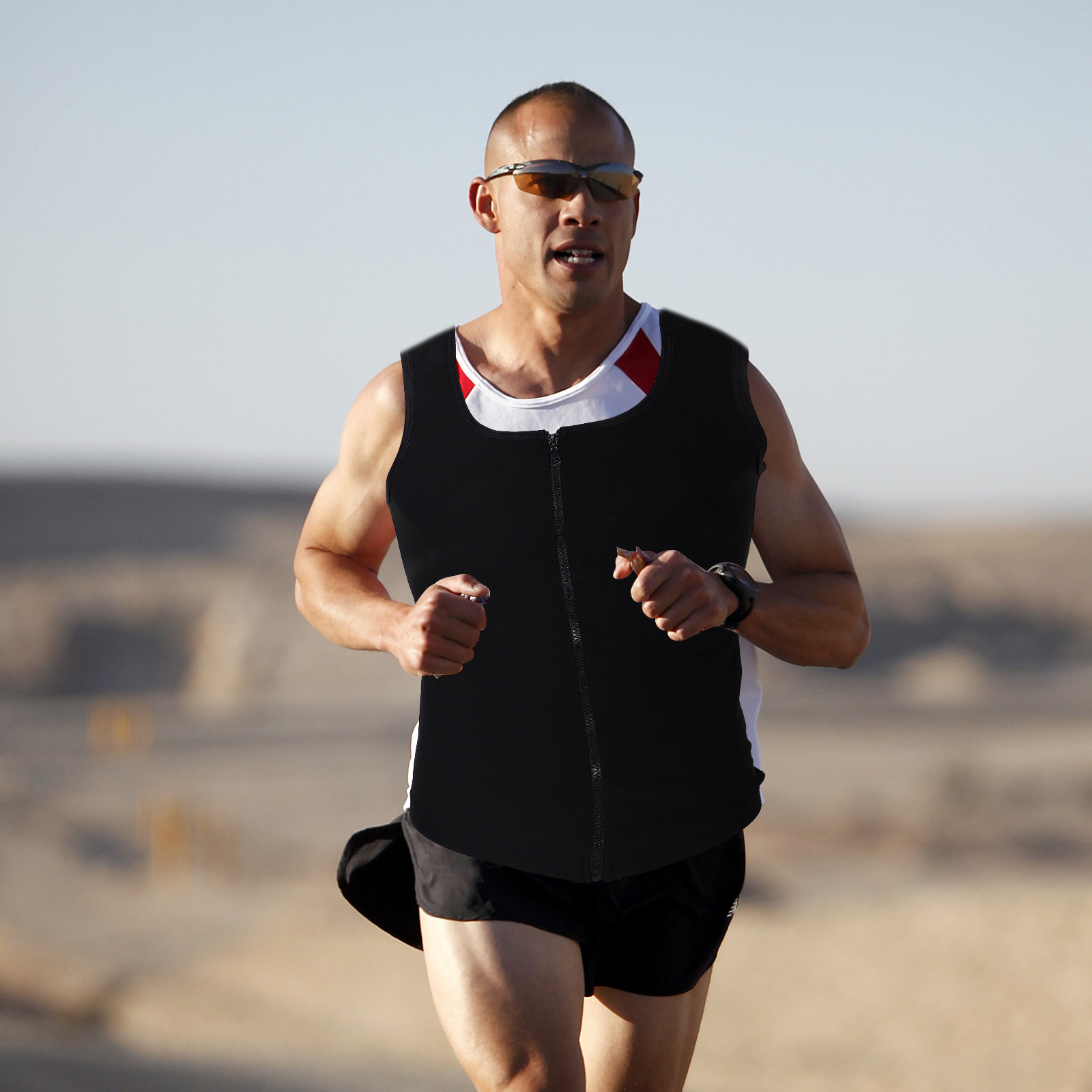 Men Sweat Vest Zipper Slimming - Yoga Fitness For Men ulasan dan harga