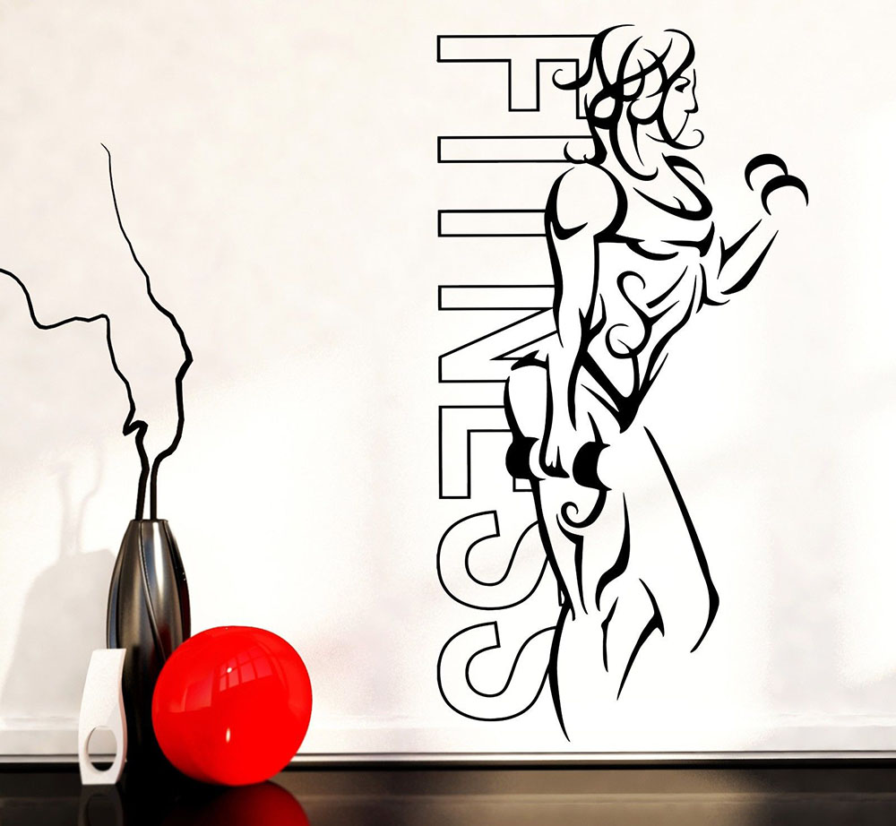 Wall Stickers Vinyl Fitness Gi - Yoga Health & Fitness Centre ulasan dan harga