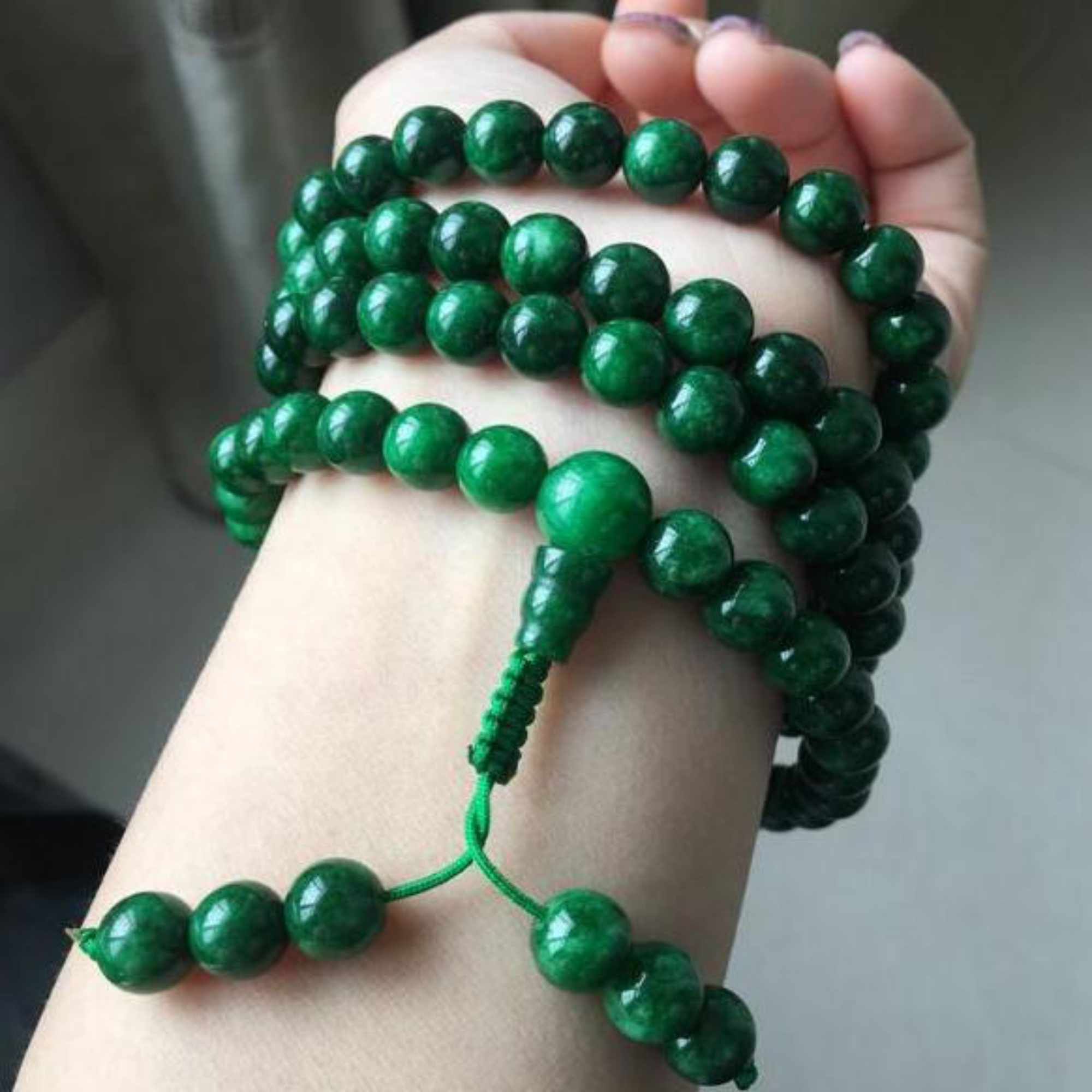 6mm 108 Natural Green jade bea - Yoga Health & Fitness Centre ulasan dan harga